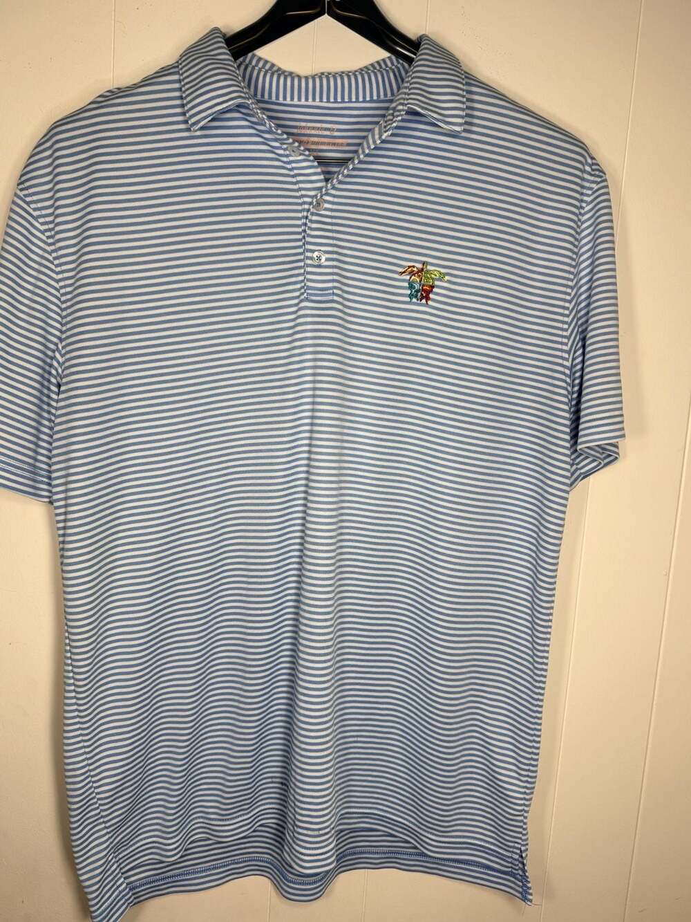 johnnie-O Prep-Formance Blue and White Striped Golf Polo XL